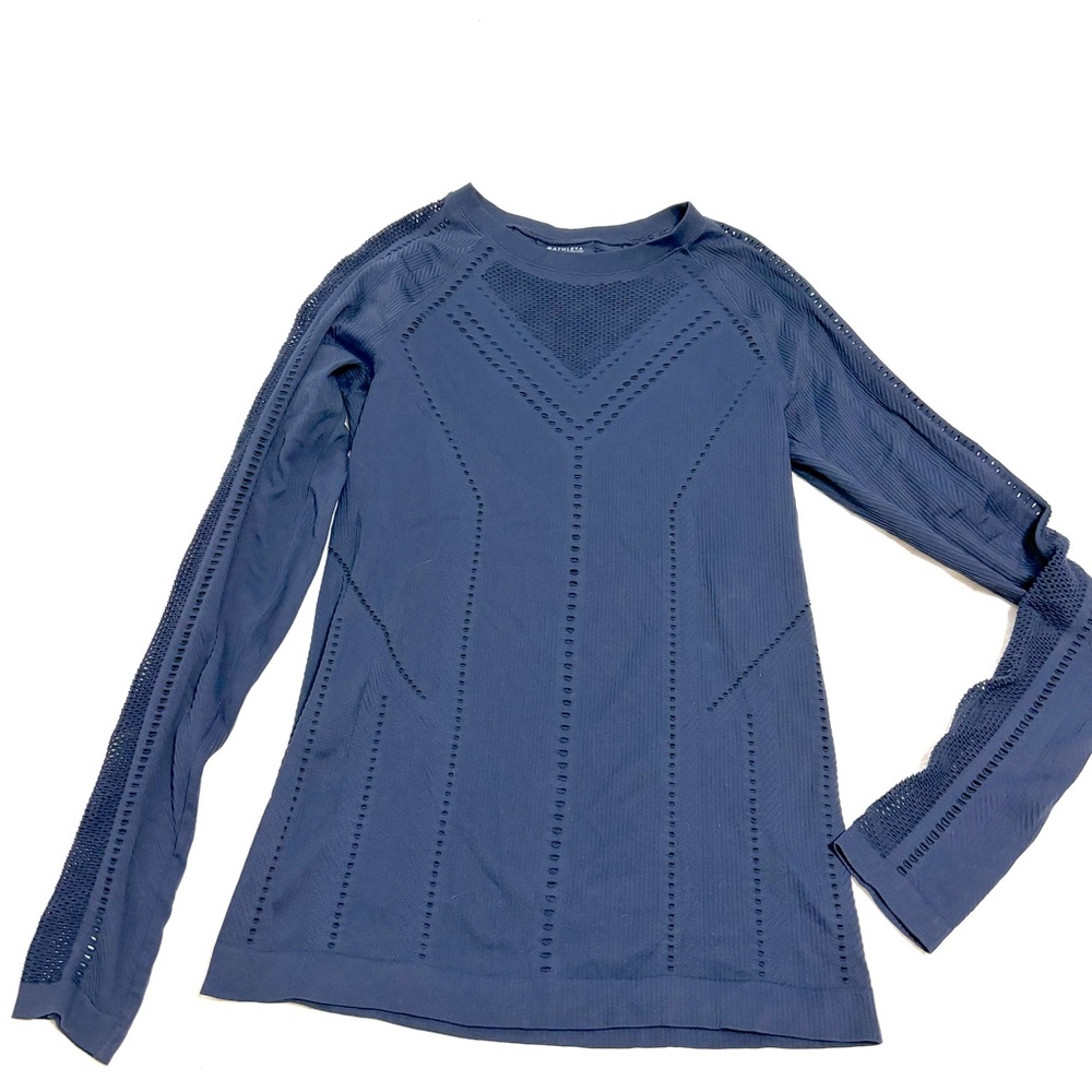 Athleta navy long sleeve knit athletic top size S